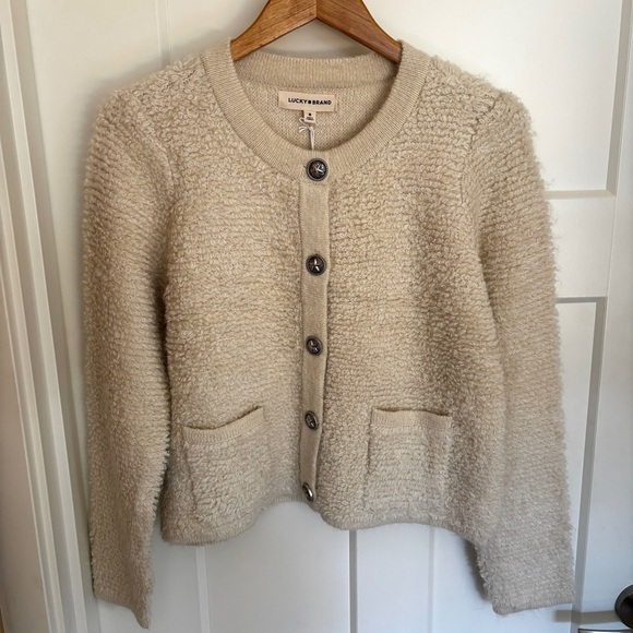 Lucky Brand Sweaters - Lucky Brand Cozy Cream Cardigan Sweater With Star Buttons